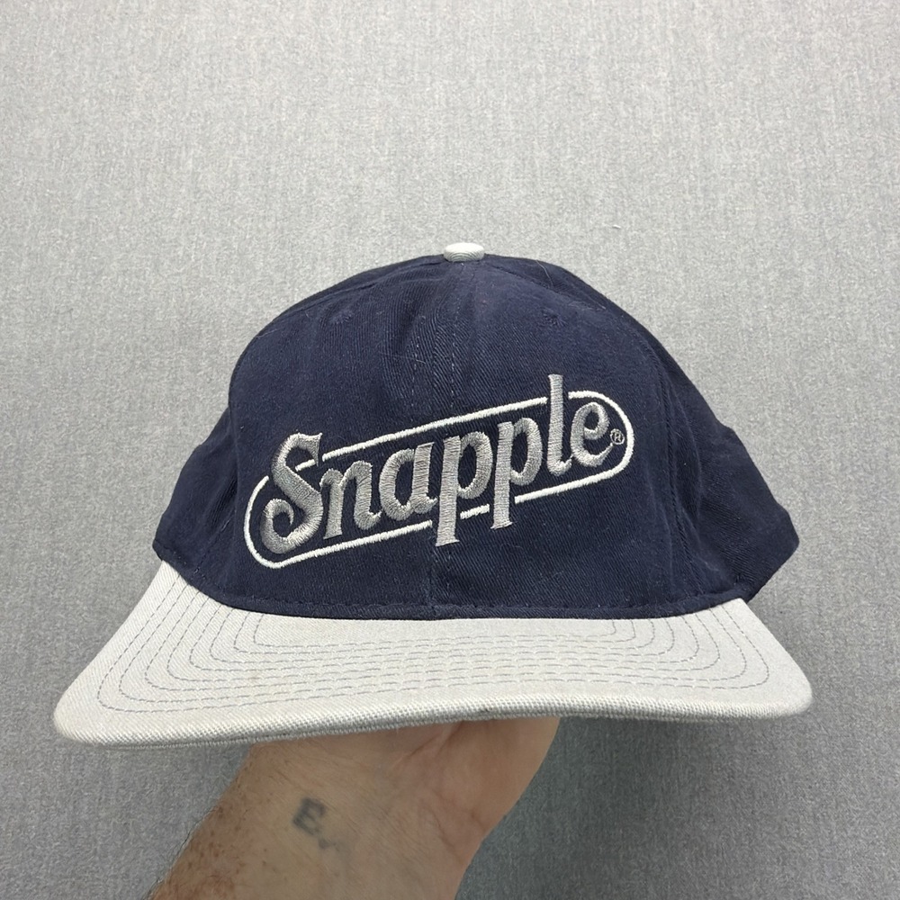 Vintage‎ Snapple Hat Snap Blue And Gray Embroidered Logo USA Cap